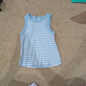 Old Navy Light Blue and White Striped Tank Top